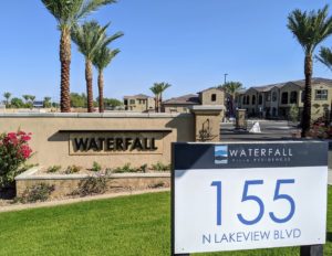Entrance to Waterfall Condominiums